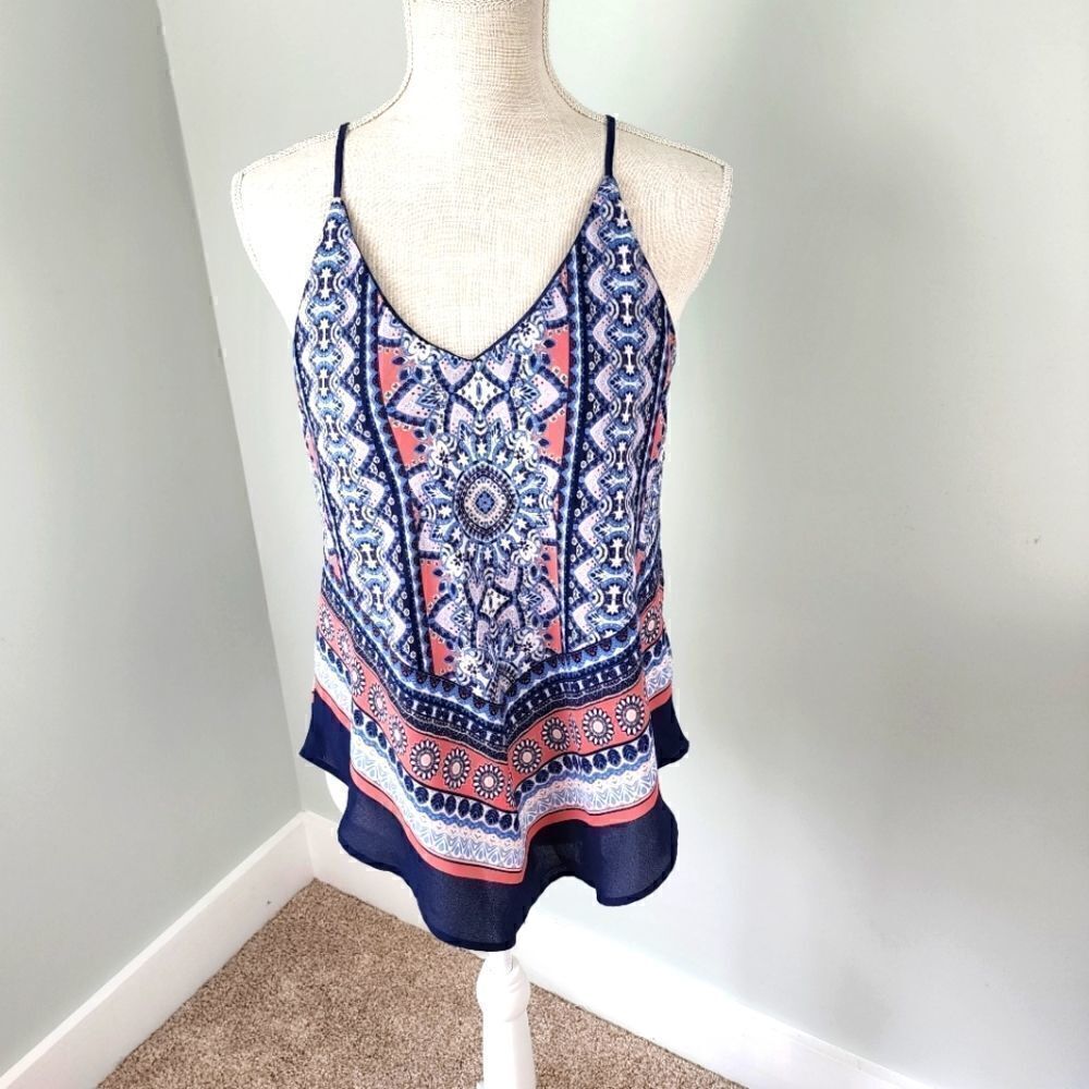 A BYER WOME'S HANDKERCHIEF PAISLEY PATTERN BLUE TOP SIZE SMALL